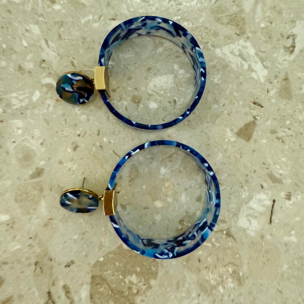 Lele Sedougi Blue/White Acetate Hoops